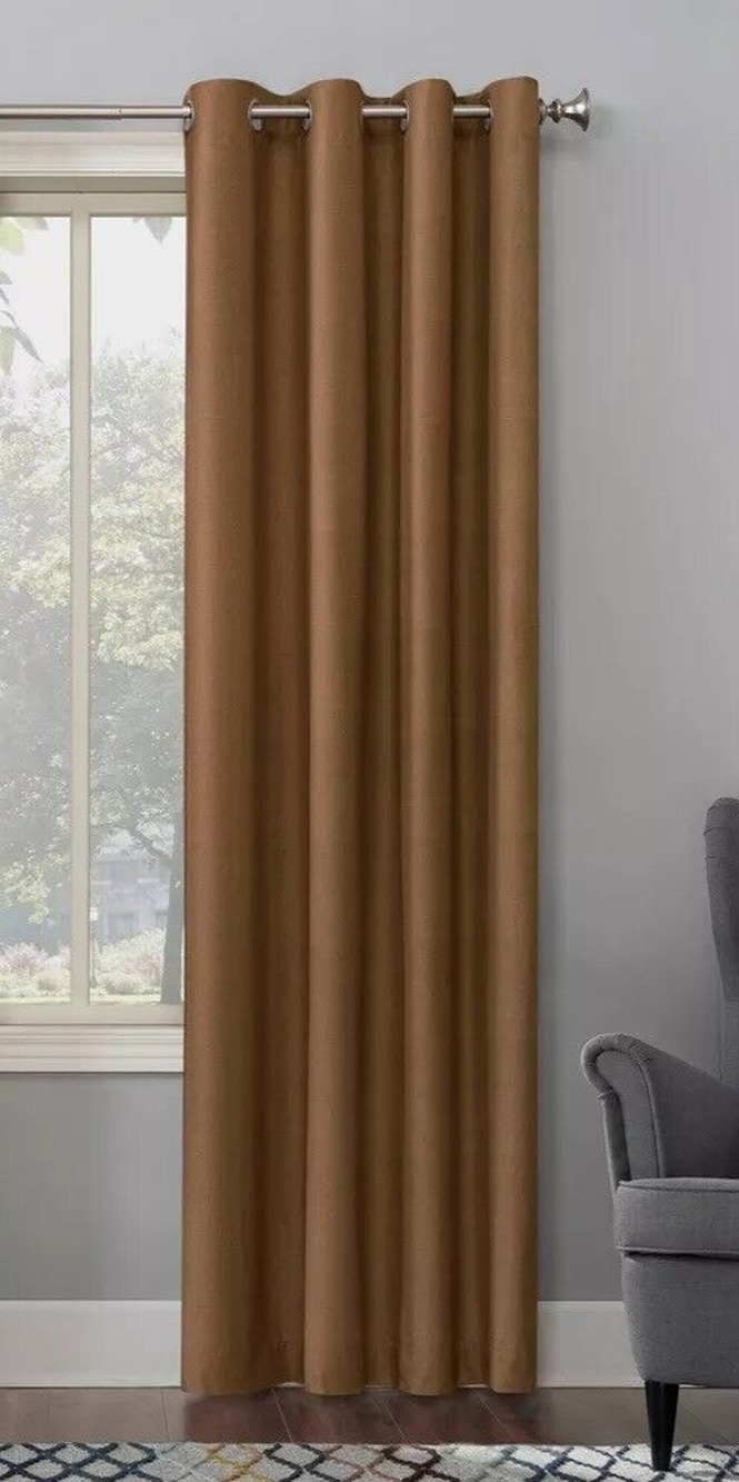 Sun Zero Blackout Duran Grommet Top Curtain Panel Brown 50"x95"---